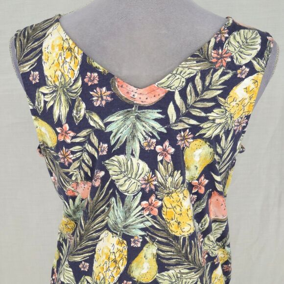 J Jill Dress Womens Small Green Pink Floral Stretch Knit Flounced Hem Pullover - Picture 9 of 13